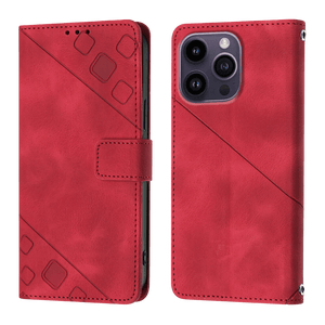 Open image in slideshow, PocketPro - Embossed Leather Cover iPhone Case - Red
