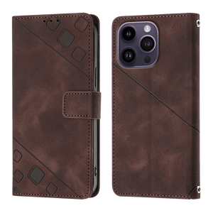 Open image in slideshow, PocketPro - Embossed Leather Cover iPhone Case - Brown
