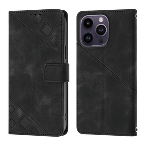 Open image in slideshow, PocketPro - Embossed Leather Cover iPhone Case - Black
