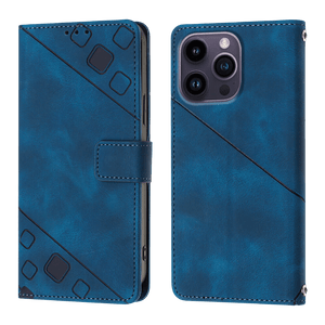 Open image in slideshow, PocketPro - Embossed Leather Cover iPhone Case - Blue
